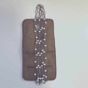 David Yurman Pearl/Sterling Silver Station Necklace - Discontinued
